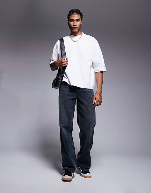 DESIGN Heavyweight Oversized Boxy Half Sleeve T-shirt In White