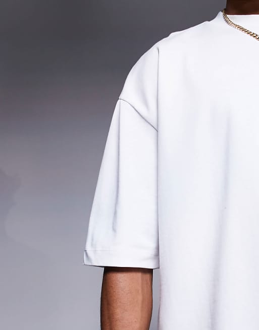 DESIGN Heavyweight Oversized Boxy Half Sleeve T-shirt In White