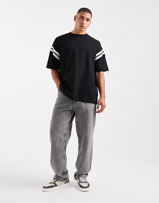 DESIGN Heavyweight Oversized Boxy T-shirt With Contrast Panel In Black