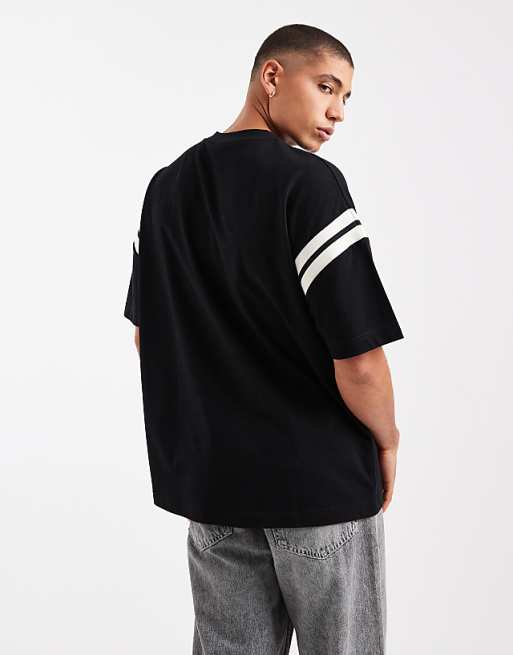 DESIGN Heavyweight Oversized Boxy T-shirt With Contrast Panel In Black