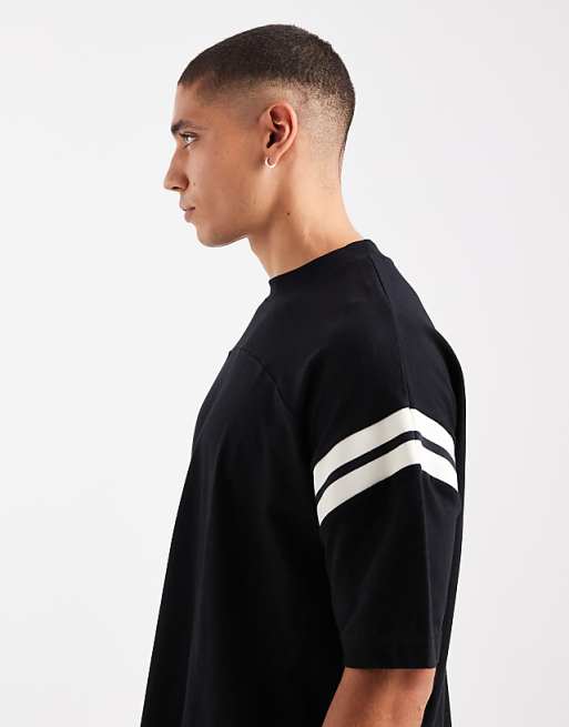 DESIGN Heavyweight Oversized Boxy T-shirt With Contrast Panel In Black