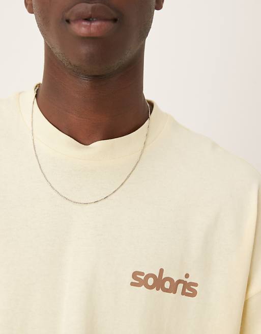 DESIGN Heavyweight Oversized Drop Shoulder T-shirt With Print Detail In Yellow