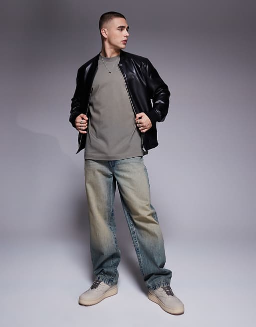 DESIGN Heavyweight Oversized Drop Shoulder T-shirt In Khaki
