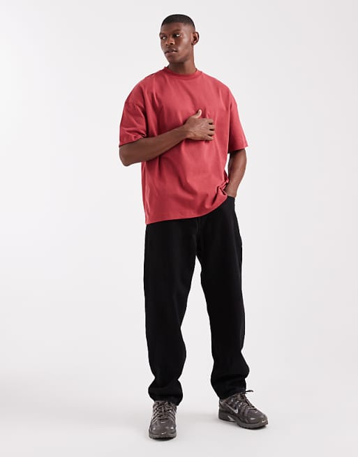 DESIGN Heavyweight Oversized Drop Shoulder T-shirt In Red