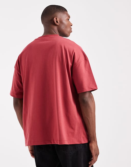 DESIGN Heavyweight Oversized Drop Shoulder T-shirt In Red