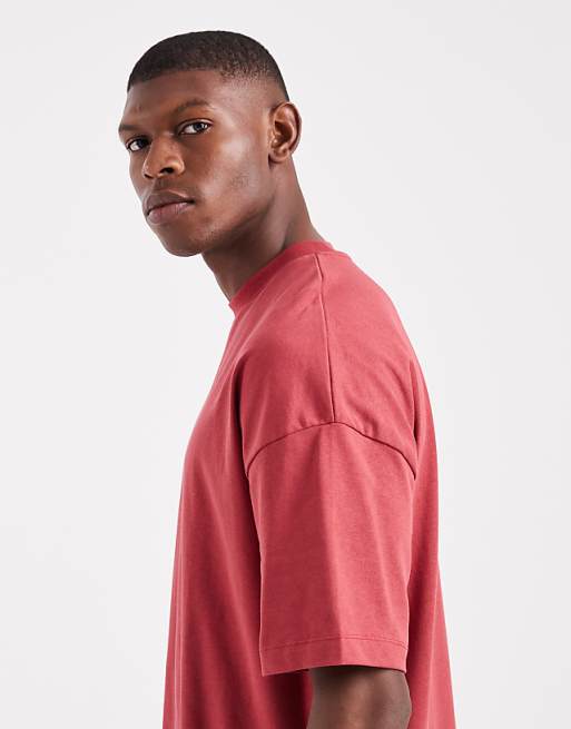 DESIGN Heavyweight Oversized Drop Shoulder T-shirt In Red
