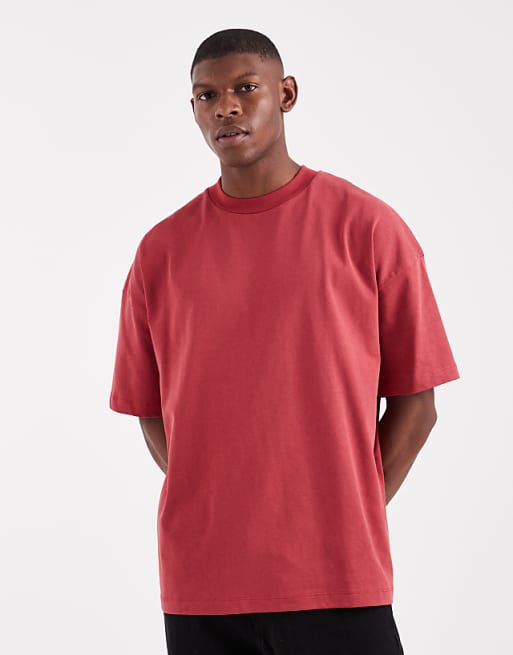 DESIGN heavyweight oversized drop shoulder t-shirt in red