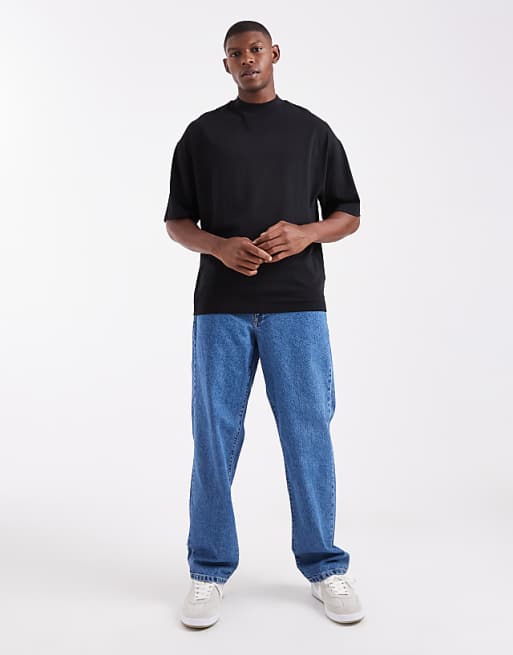 DESIGN Heavyweight Oversized High Neck T-shirt In Black