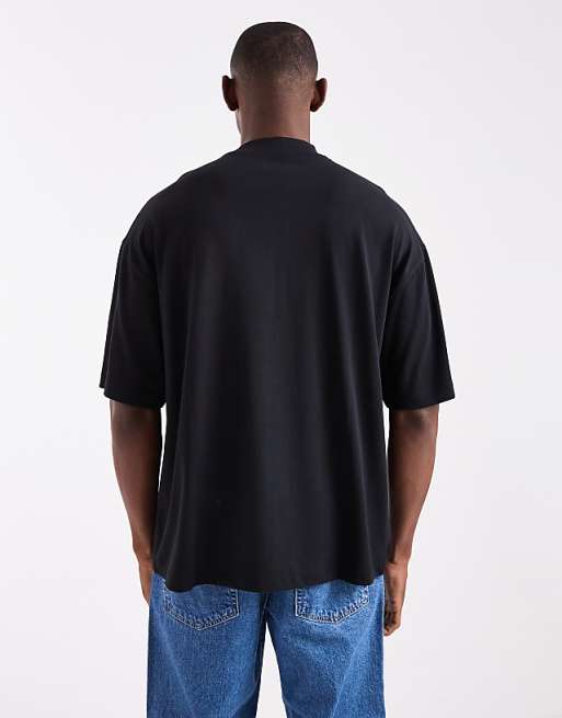 DESIGN Heavyweight Oversized High Neck T-shirt In Black