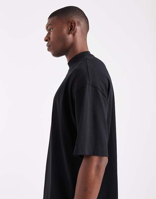 DESIGN Heavyweight Oversized High Neck T-shirt In Black