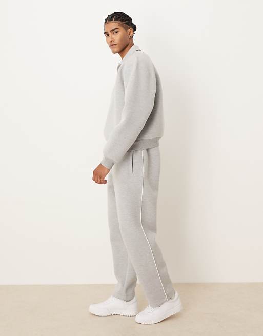 DESIGN Heavyweight Oversized Jogger In Scuba-style Fabric In Grey Marl