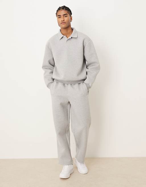 DESIGN heavyweight oversized jogger in scuba-style fabric in grey marl