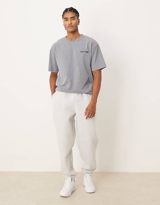 DESIGN heavyweight oversized jogger in scuba-style fabric in ice marl