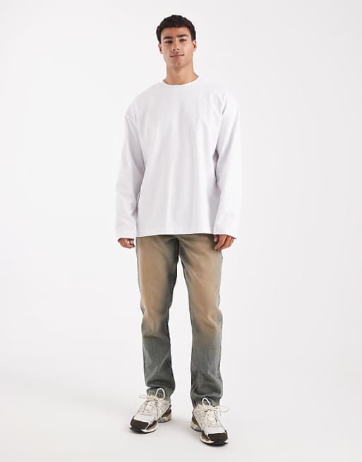 DESIGN Heavyweight Oversized Long Sleeve T-shirt In White