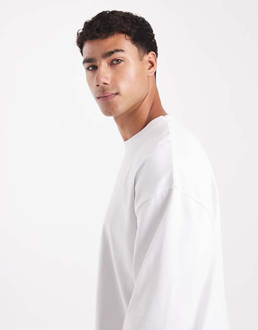 DESIGN Heavyweight Oversized Long Sleeve T-shirt In White
