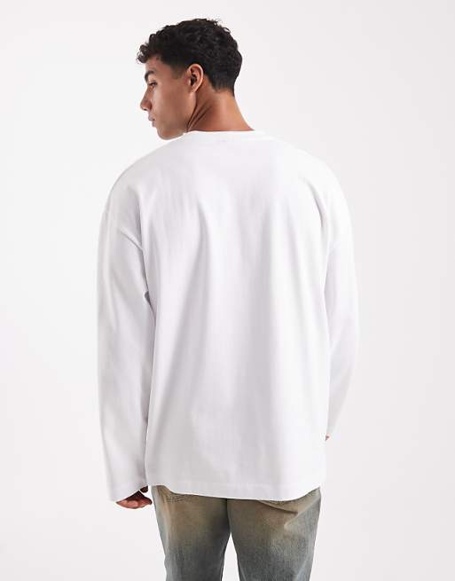 DESIGN Heavyweight Oversized Long Sleeve T-shirt In White