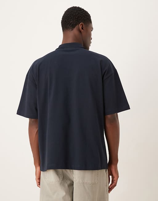 DESIGN Heavyweight Oversized Polo In Navy