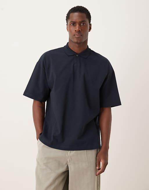 DESIGN heavyweight oversized polo in navy