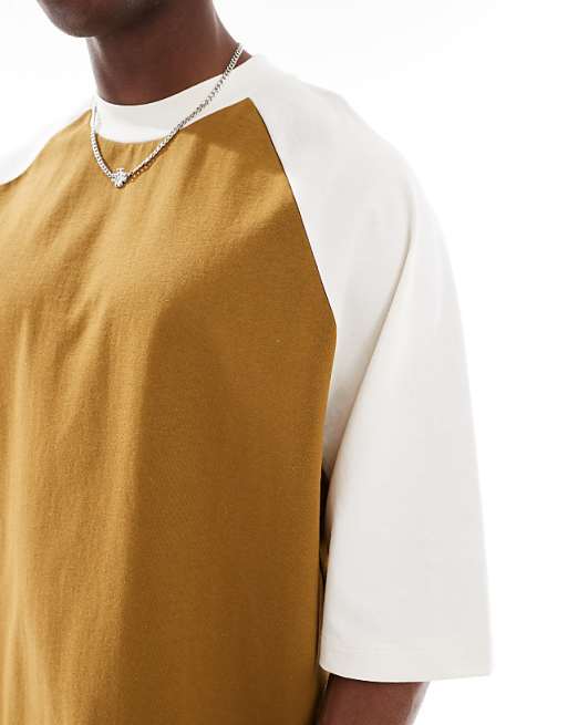 DESIGN Heavyweight Oversized Raglan T-shirt In Khaki