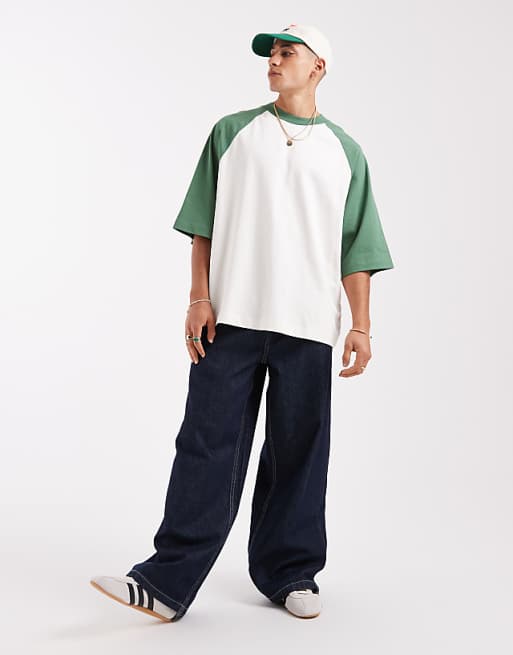 DESIGN Heavyweight Oversized Raglan T-shirt In Cream