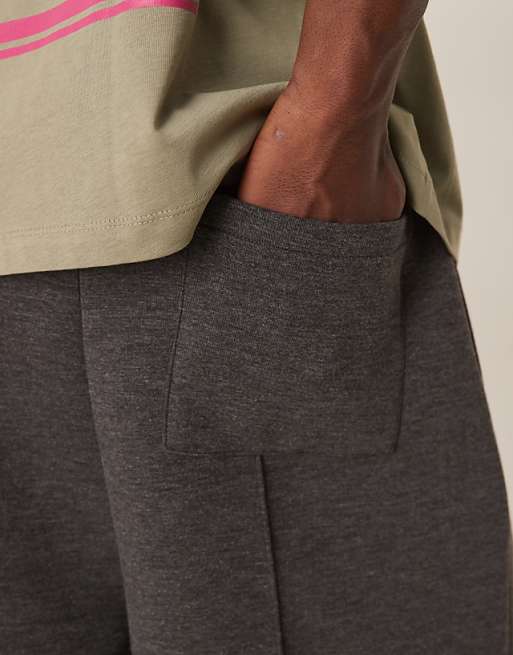 DESIGN Heavyweight Oversized Short In Scuba-style Fabric In Charcoal Marl