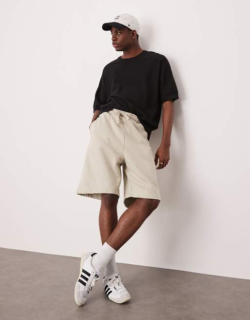 DESIGN heavyweight oversized shorts 400gsm in light beige - BEIGE