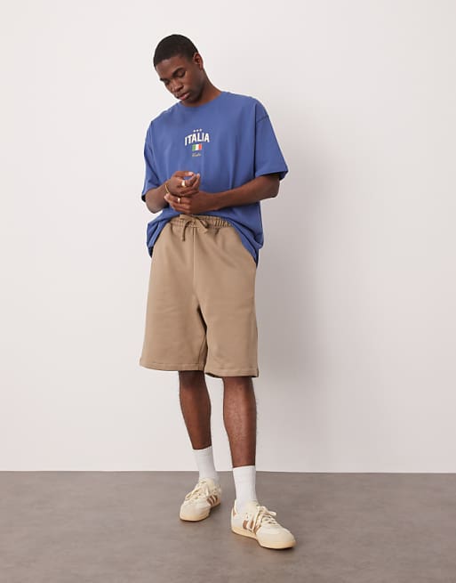 DESIGN heavyweight oversized shorts 400gsm in beige - BEIGE