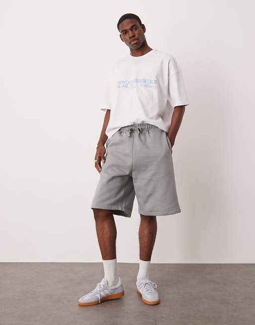 DESIGN heavyweight oversized shorts 400gsm in grey - GREY