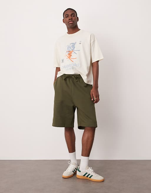DESIGN Heavyweight Oversized Shorts 400gsm In Dark Khaki - KHAKI