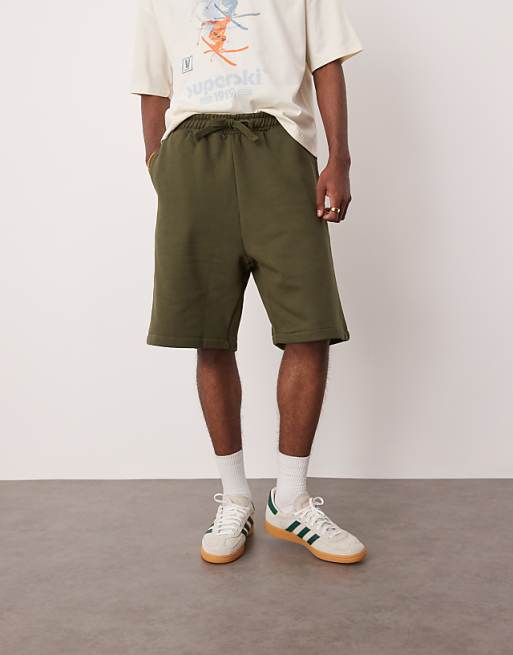DESIGN heavyweight oversized shorts 400gsm in dark khaki - KHAKI