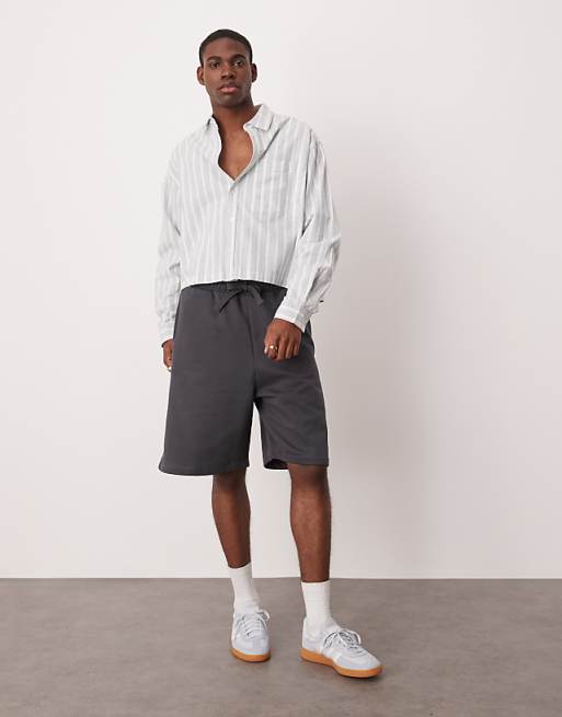 DESIGN heavyweight oversized shorts 400gsm in charcoal - CHARCOAL