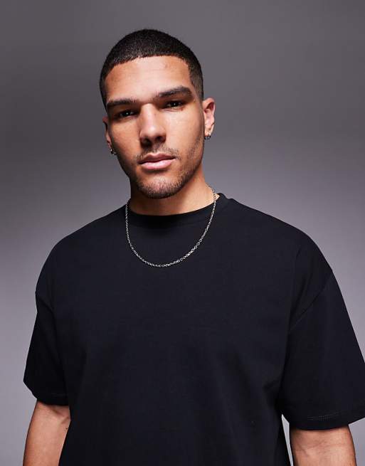 DESIGN heavyweight oversized t-shirt in black