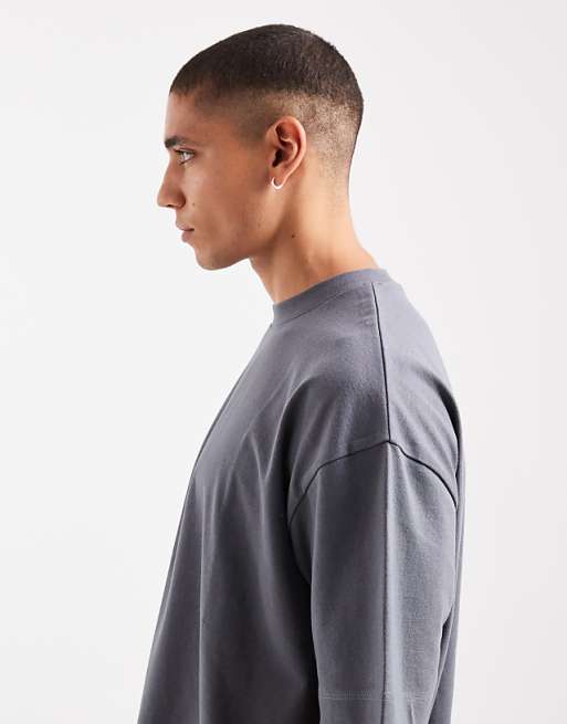 DESIGN Heavyweight Oversized T-shirt In Charcoal