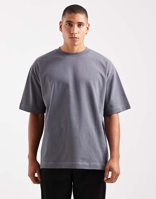 DESIGN heavyweight oversized t-shirt in charcoal
