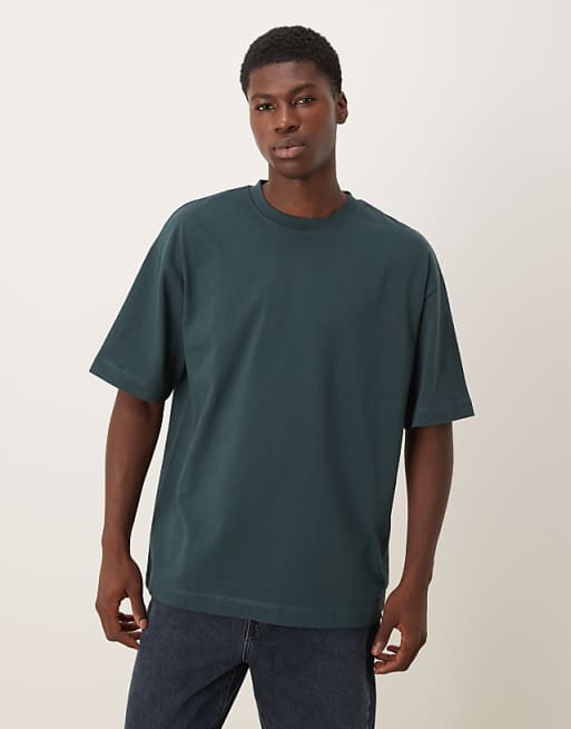 DESIGN heavyweight oversized t-shirt in dark green