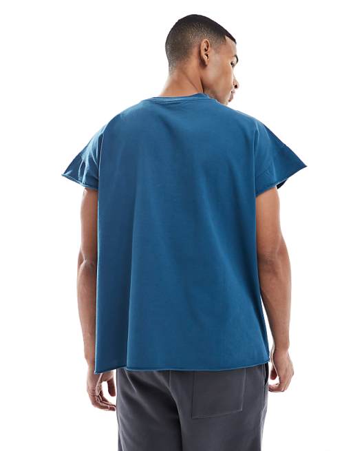 DESIGN Heavyweight Oversized T-shirt In Garment Dyed Navy