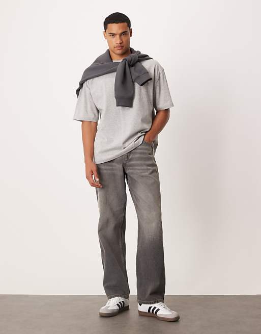 DESIGN Heavyweight Oversized T-shirt In Grey Marl
