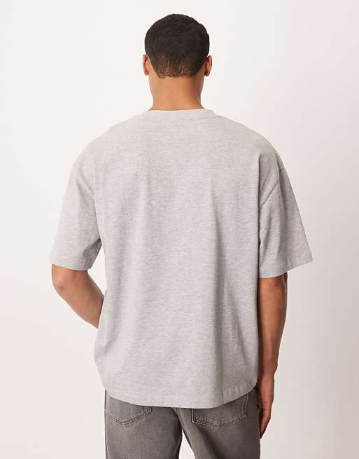 DESIGN Heavyweight Oversized T-shirt In Grey Marl