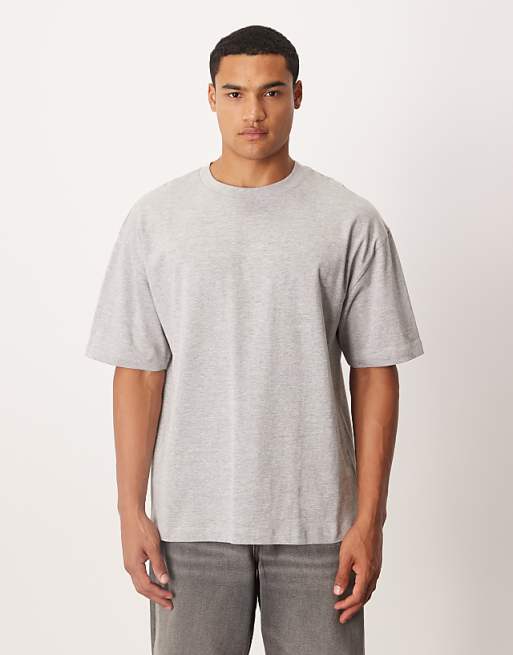 DESIGN heavyweight oversized t-shirt in grey marl