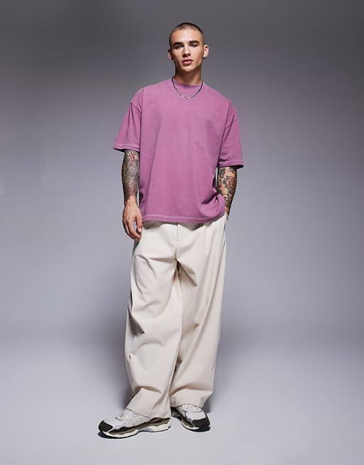DESIGN Heavyweight Oversized T-shirt In Washed Pink With Celestial Spine Print