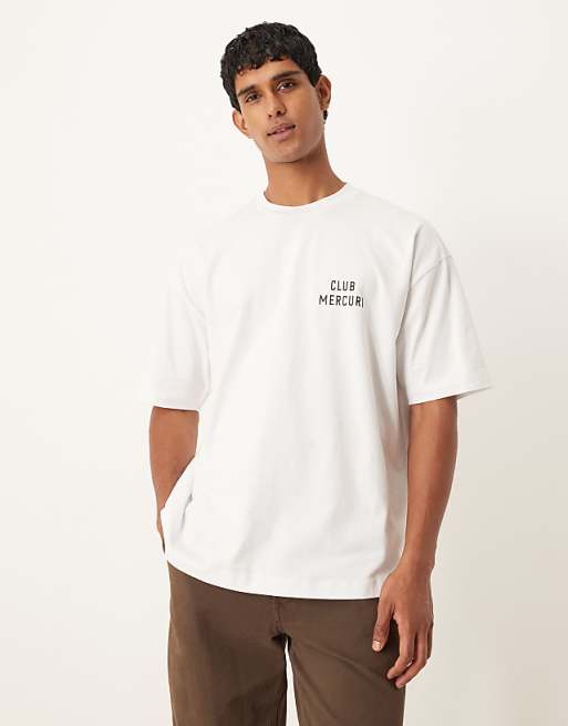 DESIGN Heavyweight Oversized T-shirt With Apple Print In White