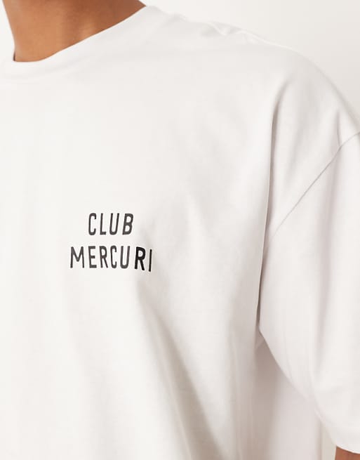 DESIGN Heavyweight Oversized T-shirt With Apple Print In White