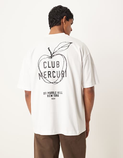 DESIGN heavyweight oversized t-shirt with apple print in white