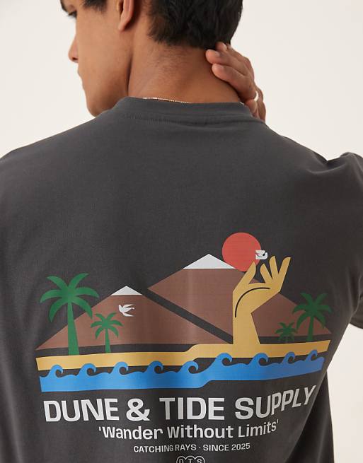 DESIGN Heavyweight Oversized T-shirt With Back Print In Washed Black