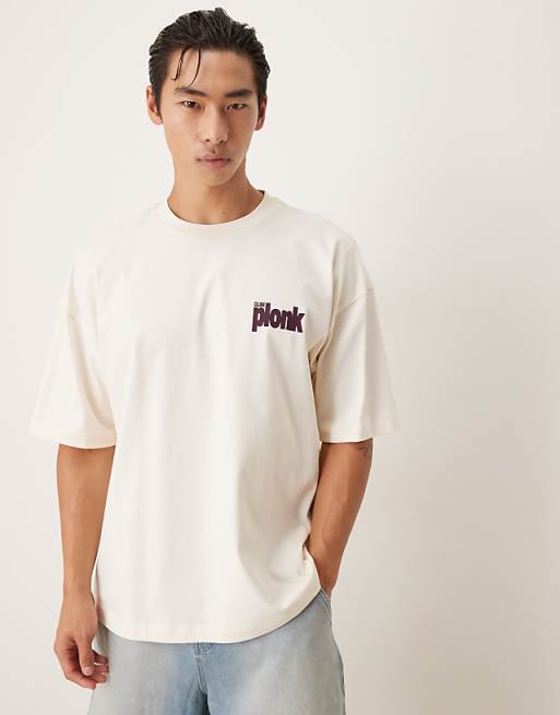 DESIGN Heavyweight Oversized T-shirt With Cartoon Fruit Print In Off White