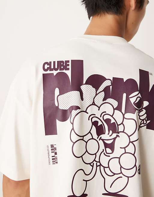 DESIGN Heavyweight Oversized T-shirt With Cartoon Fruit Print In Off White
