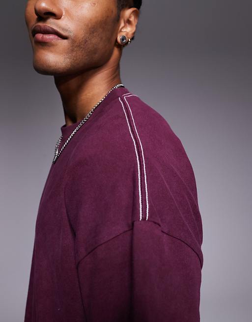 DESIGN Heavyweight Oversized T-shirt With Celestial Spine Graphic In Washed Burgundy