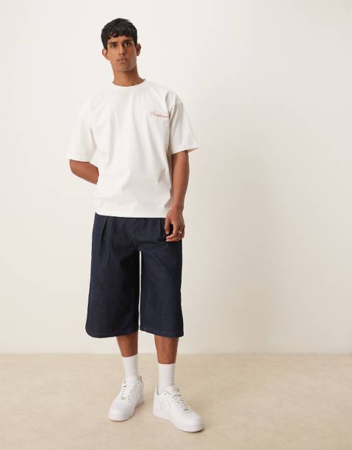 DESIGN Heavyweight Oversized T-shirt With Chest Print In White