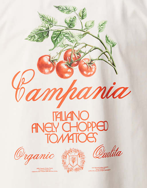 DESIGN Heavyweight Oversized T-shirt With Chest Print In White