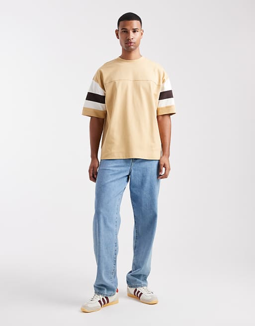 DESIGN Heavyweight Oversized T-shirt With Contrast Panels In Yellow